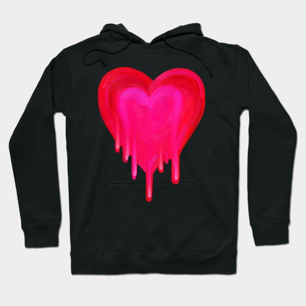 Melting Magenta Painted Heart Hoodie by Art by Deborah Camp